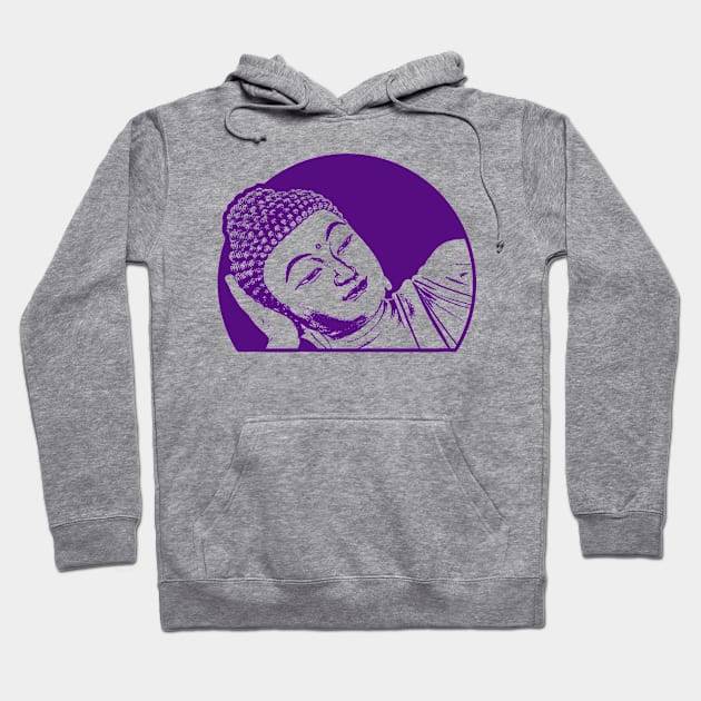 Reclining Buddha Art Dark Purple Color Hoodie by Botak Solid Art